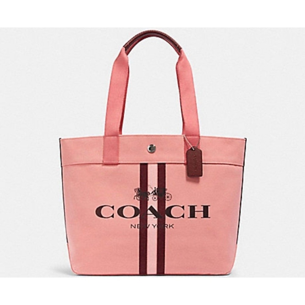 Coach Horse and Carriage Tote with Stripe NWT